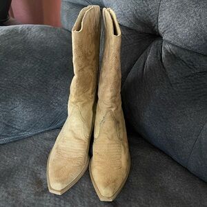 Faux suede cowboy boots